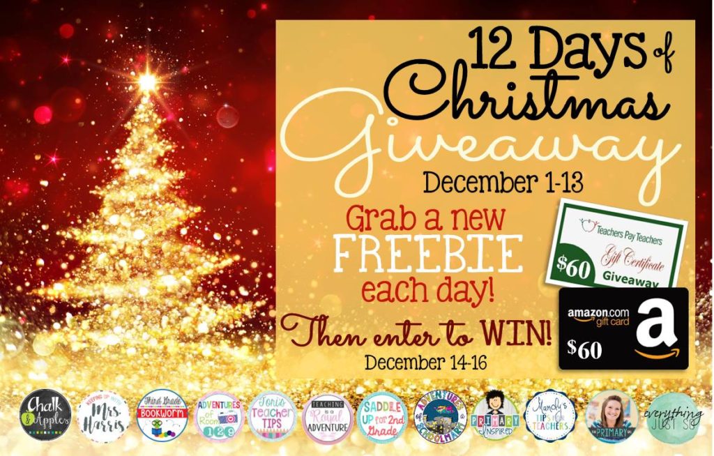 12 Days of Christmas Giveaway - Daily freebies and a fun gift card giveaway!