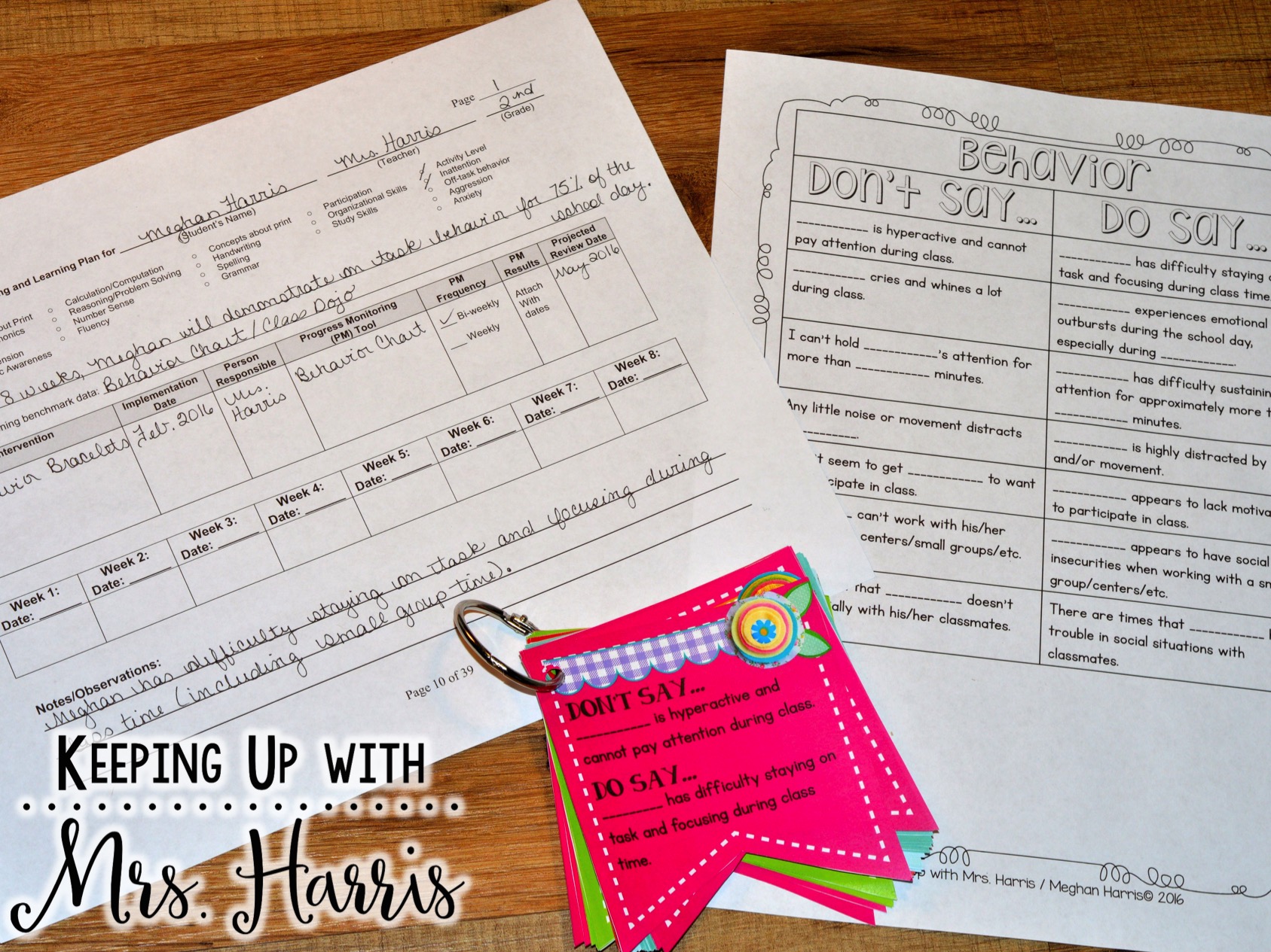 RTI paperwork - help for teachers who struggle with wording on paperwork forms.