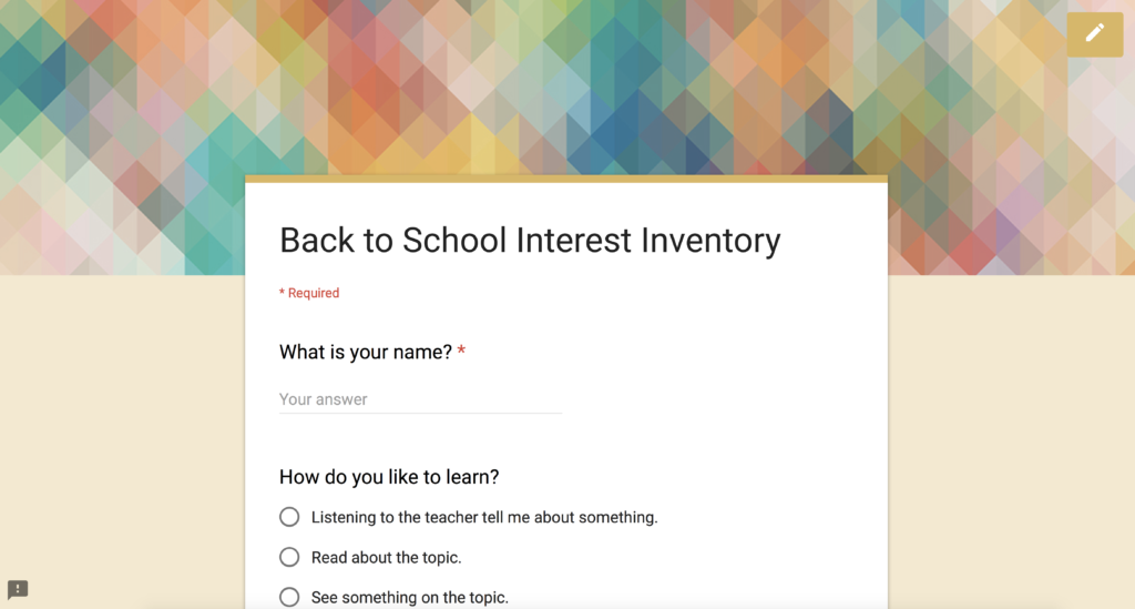 Google Form Back to School Inventory - How to use Google Form to change the way that you grade assessments.