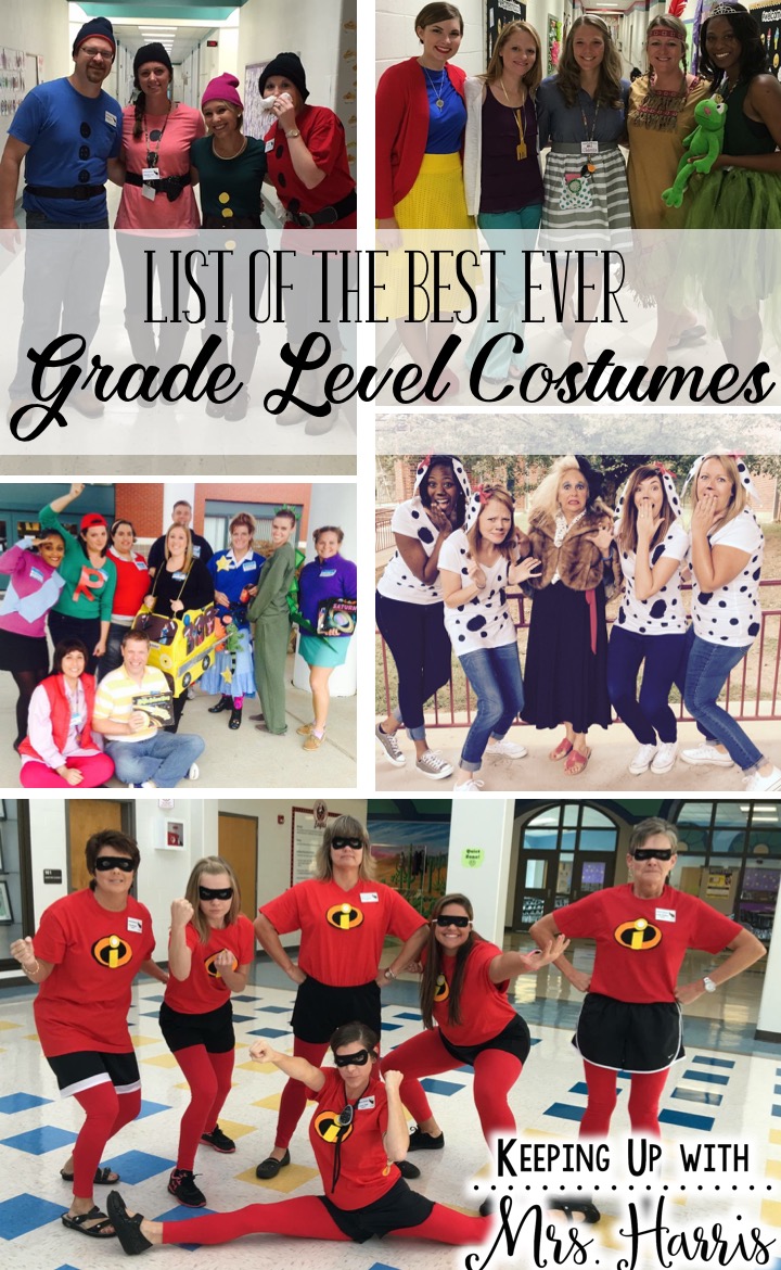 List of Best Ever Grade Level Costumes - Great ideas for Book Character Day, Spirit Week, Red Ribbon dress up week, and more!