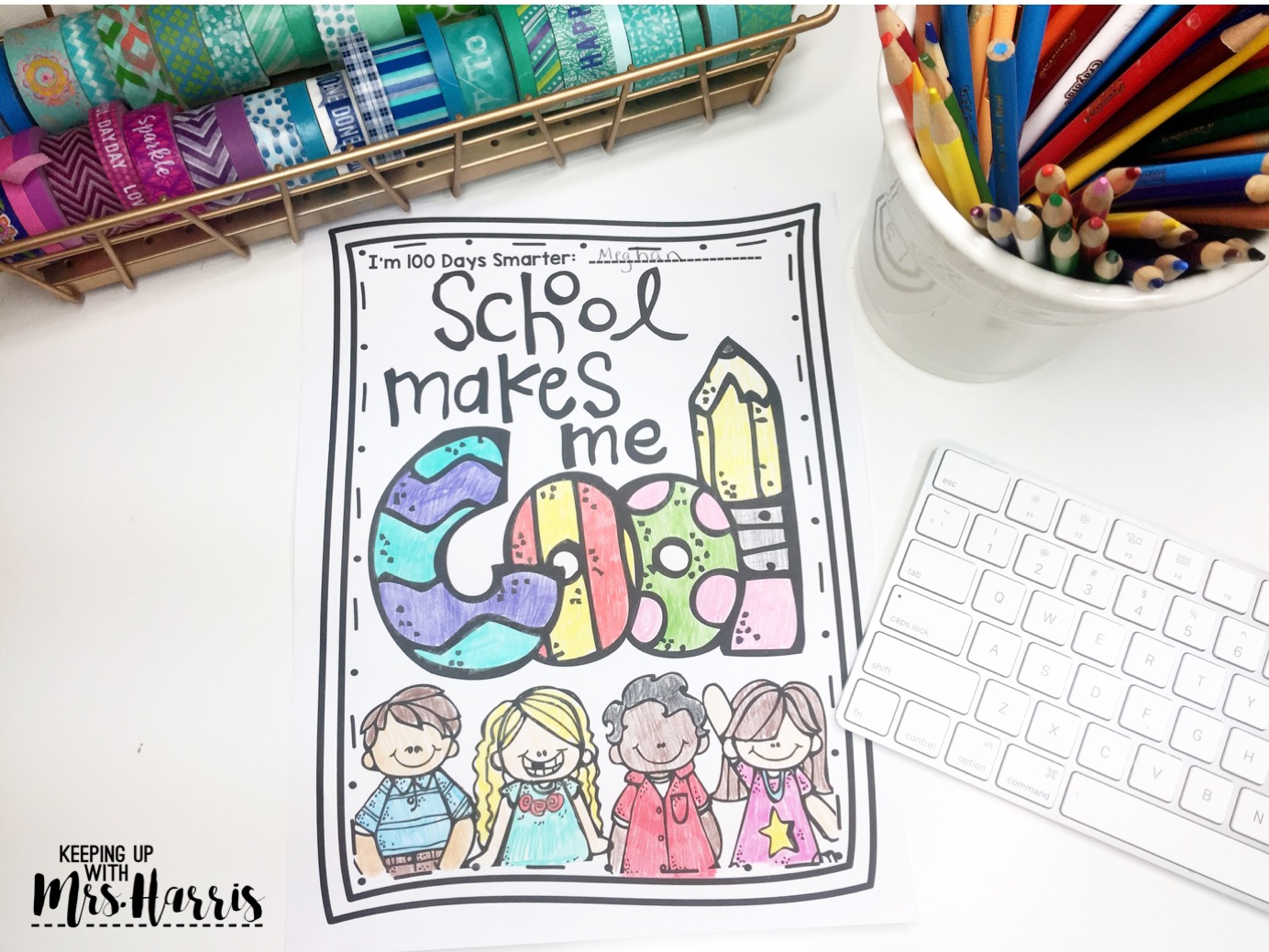 100th Day of School Activities - free color page for celebrating the 100th Day of School in your classroom