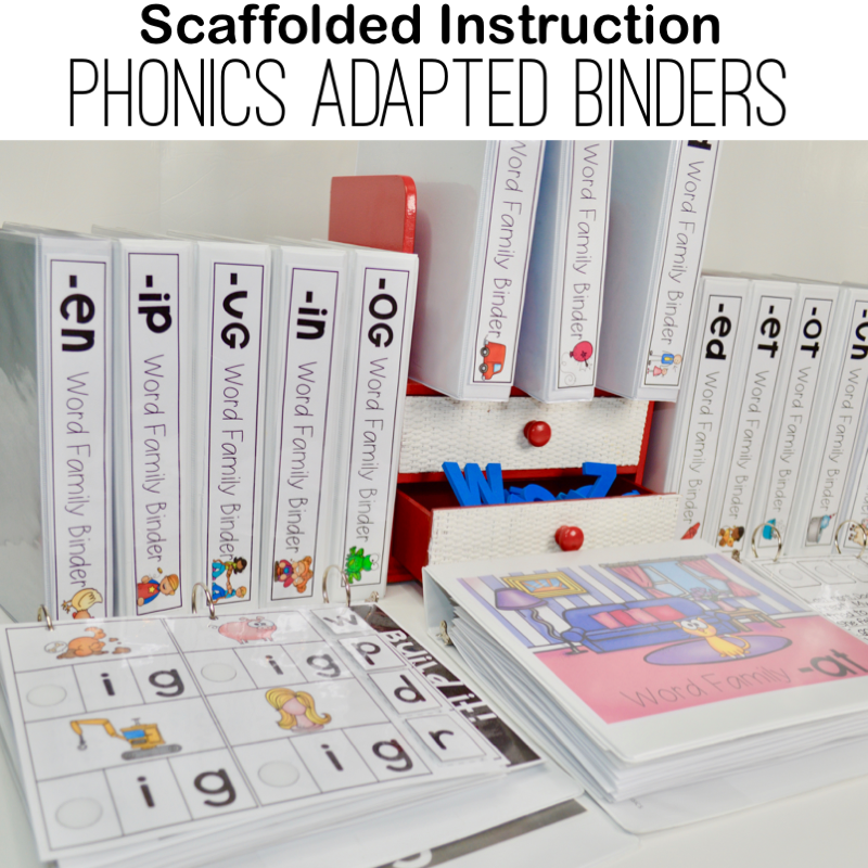 phonics adapted binder, phonics activities for kindergarten, phonics games, phonics for first graders