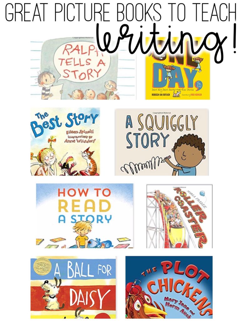 A list of great books to teach writing.  These books are perfect for teaching the writing process to younger children.