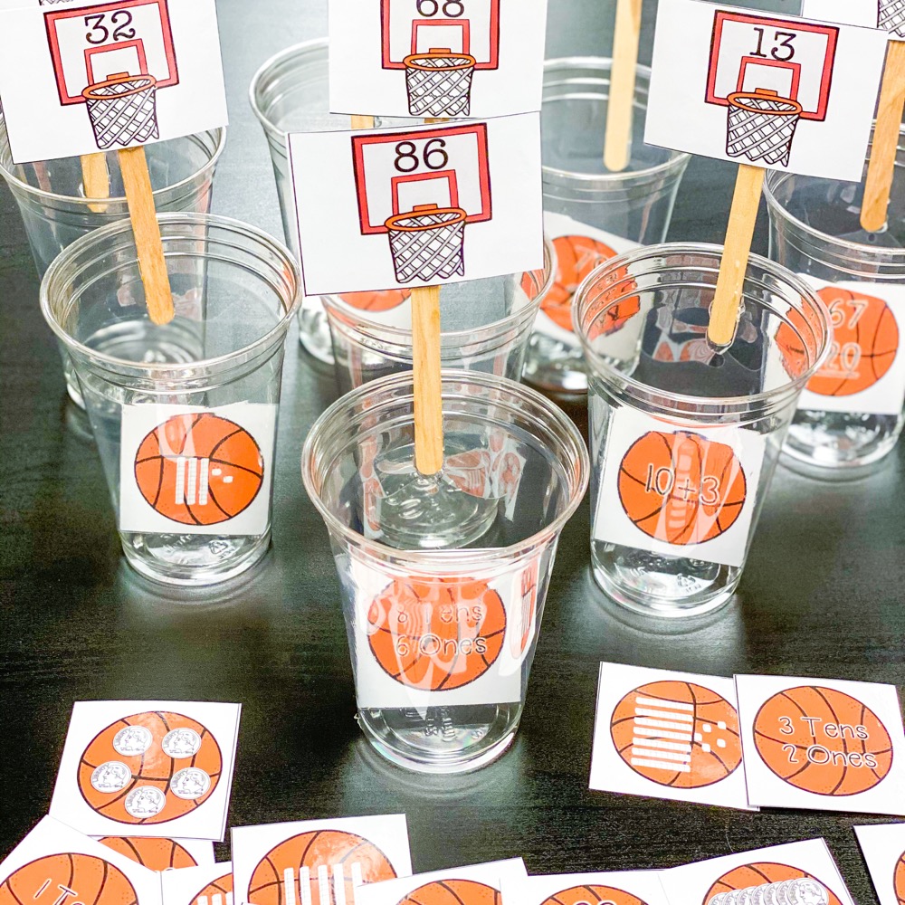 March Madness math activities for first grade place value.  Engage your first graders with these fun math activities for place value.